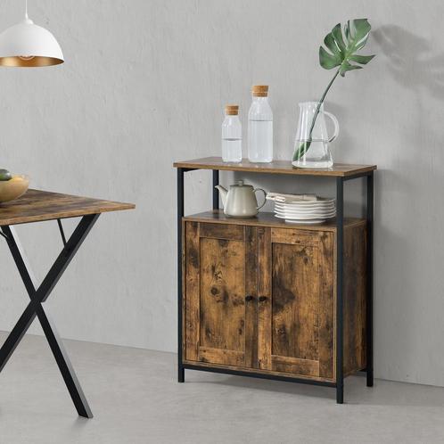 Commode Aremark 79x60x30 cm zwart en houtkleurig, Huis en Inrichting, Kasten | Dressoirs, Verzenden