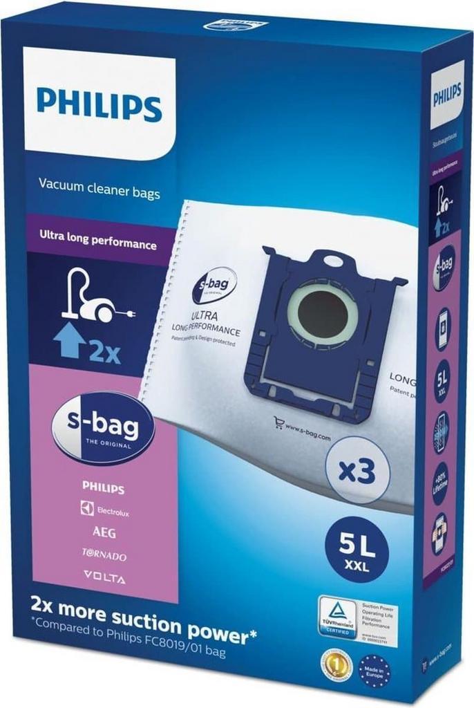 Philips S-Bag FC8027/01 3 stuks - Stofzuigerzak Ultra Long, Witgoed en Apparatuur, Stofzuigers, Nieuw, Ophalen of Verzenden