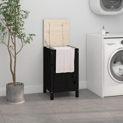vidaXL Wasmand 44x44x76 cm massief grenenhout zwart, Tuin en Terras, Droogmolens en Wasrekken, Nieuw, Verzenden