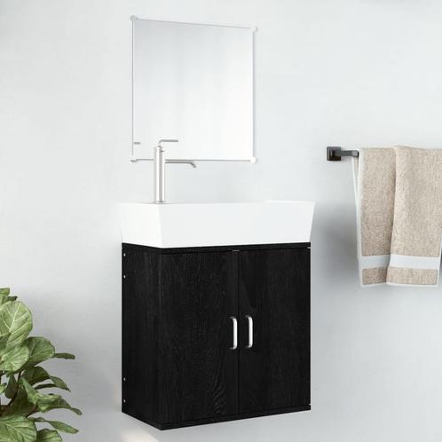 vidaXL 2-delige Badkamermeubelset bewerkt hout zwart, Huis en Inrichting, Badkamer | Badkamermeubels, Nieuw, Verzenden