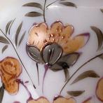 Vaas - Glas - 2 Florale Opaline Vazen