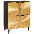 vidaXL Bijzetkast Zwart en Goud 60 x 33.5 x 75 cm massief, Huis en Inrichting, Woonaccessoires | Cd- en Dvd-rekken, Verzenden