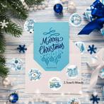 Sluitstickers kerstetiketten kerststickers winterblauw rond, Ophalen of Verzenden, Nieuw