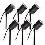 6x LED Pin Tuinspot Zwart Tuinverlichting Tuinspots, Verzenden, Nieuw