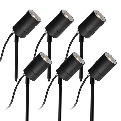 6x LED Pin Tuinspot Zwart Tuinverlichting Tuinspots, Tuin en Terras, Buitenverlichting, Verzenden