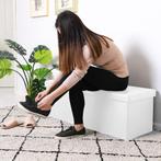 Opvouwbare Zitbank met opbergruimte en deksel - 115cm - Wit, Huis en Inrichting, Verzenden, Nieuw