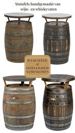 Statafel Tontafel Wijnvat Whiskyvat Mancave tafel + logo, Huis en Inrichting, Tafels | Statafels, Ophalen of Verzenden, Nieuw