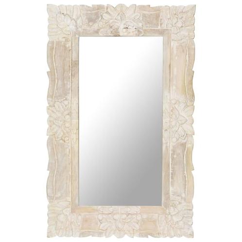 Spiegel 80x50 Wit Mangohout | Retourdeal | 74% Korting!, Huis en Inrichting, Woonaccessoires | Spiegels, Rechthoekig, Nieuw, Minder dan 100 cm