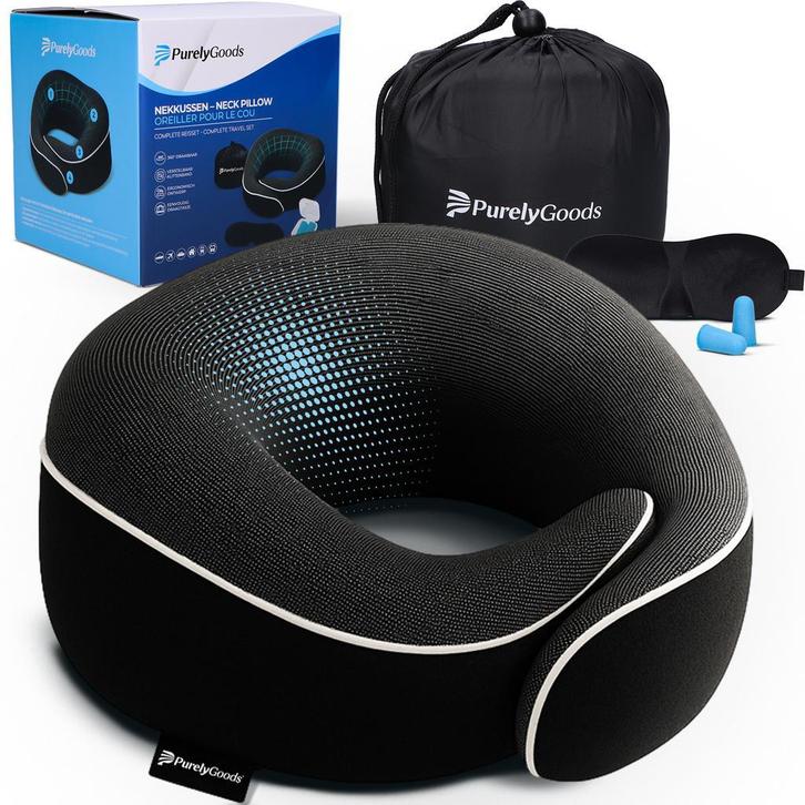 PurelyGoods Nekkussen Vliegtuig, Huis en Inrichting, Woonaccessoires | Kussens, Rond, Zwart, Nieuw, Verzenden