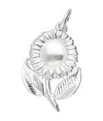 Zilveren Zonnebloem met steel en blad kettinghanger, Sieraden, Tassen en Uiterlijk, Kettinghangers, Verzenden, Nieuw