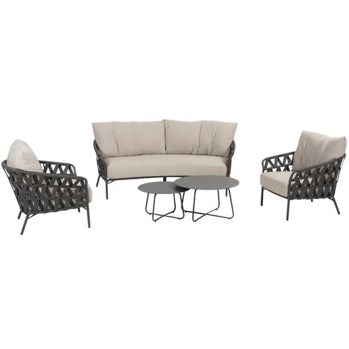 Albareto stoel bank organische loungeset 5 delig antraciet, Tuin en Terras, Tuinsets en Loungesets, Nieuw, Ophalen of Verzenden