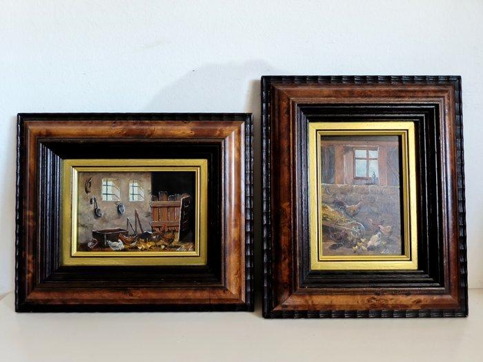 Fulop Tibor (1961) - Pareja de escenas de corral, Antiek en Kunst, Kunst | Schilderijen | Klassiek