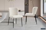 Eetkamerstoel Lisa Boucl Ecru Poten metaal en bekleding, Huis en Inrichting, Stoelen, Zwart, Nieuw, Ophalen of Verzenden, Modern