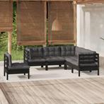 vidaXL 5-delige Loungeset met kussens grenenhout zwart, Tuin en Terras, Tuinsets en Loungesets, Verzenden, Nieuw, 5 zitplaatsen