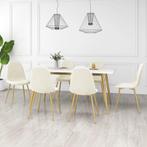 vidaXL Eetkamerstoelen 6 st fluweel crèmewit, Verzenden, Nieuw