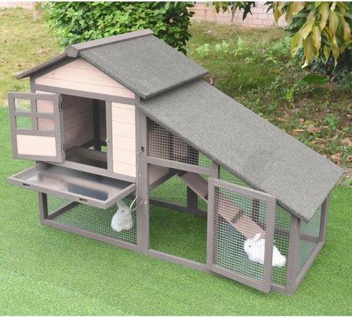 Konijnenhok Quincy Cottage Grijs, Dieren en Toebehoren, Knaagdieren en Konijnen | Hokken en Kooien, 90 cm of meer, 110 cm of meer