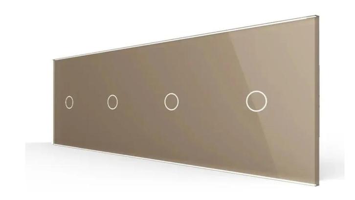 Livolo Touch Schakelaar 1+1+1+1 | Goud | Aan/Uit, Doe-het-zelf en Verbouw, Elektra en Kabels, Schakelaar, Nieuw, Ophalen of Verzenden