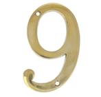 Huisnummer 9 Messing Ongelakt 100 mm, Huis en Inrichting, Woonaccessoires | Overige, Ophalen of Verzenden, Nieuw