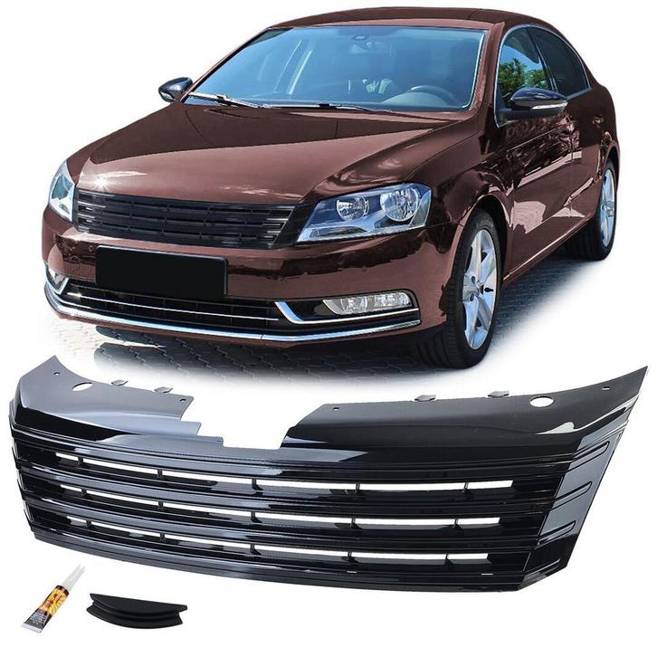 Glans Zwarte Gril Zonder Logo VW Passat B7 2010-2013 RL574, Auto-onderdelen, Carrosserie en Plaatwerk, Nieuw, Volkswagen, Voor
