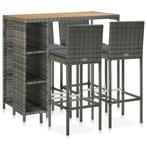 vidaXL 5-delige Tuinbarset met kussens poly rattan grijs, Tuin en Terras, Tuinsets en Loungesets, Verzenden, Nieuw, Rotan