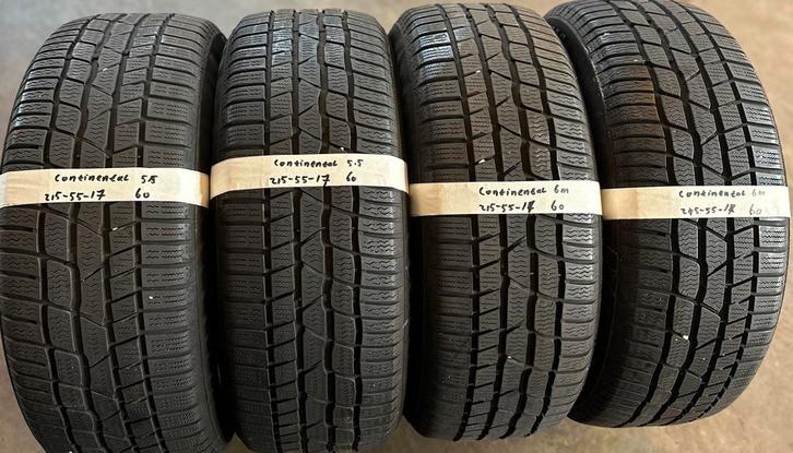 4x215-55-17Continental winter2x5.5 2x6m€60per band 215 55 17, Auto-onderdelen, Banden en Velgen, 17 inch, Winterbanden, 215 mm