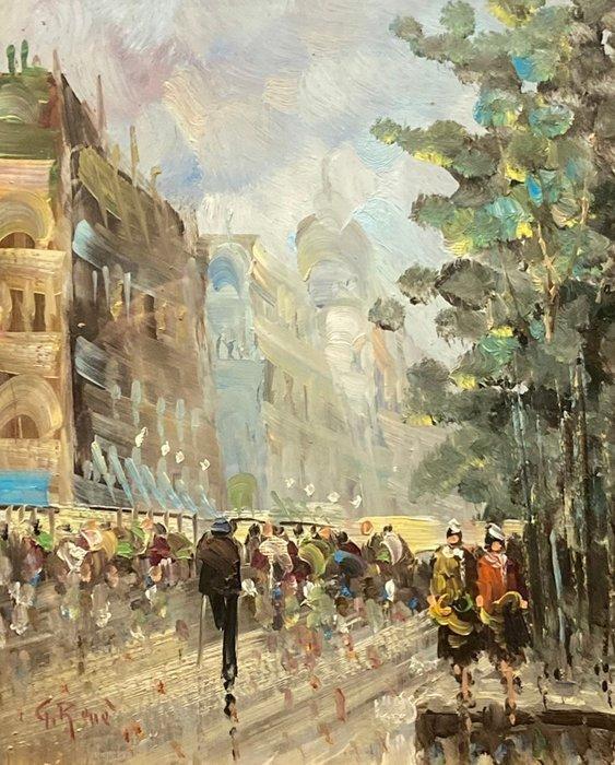 Goerges Renè (XX) - Scena Parigina, Antiek en Kunst, Kunst | Schilderijen | Klassiek