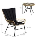 TRUUSK 3-delige Rattan Tuinset - 2 Stoelen &amp; Bijzettafel, Verzenden, Nieuw