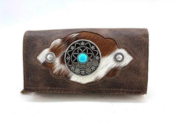 koeienhuid damesportemonnee 3 kleurige koeienhuid, Sieraden, Tassen en Uiterlijk, Tassen | Damestassen, Verzenden