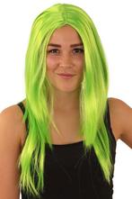 Pruik fluor groen lang haar, Verzenden, Nieuw