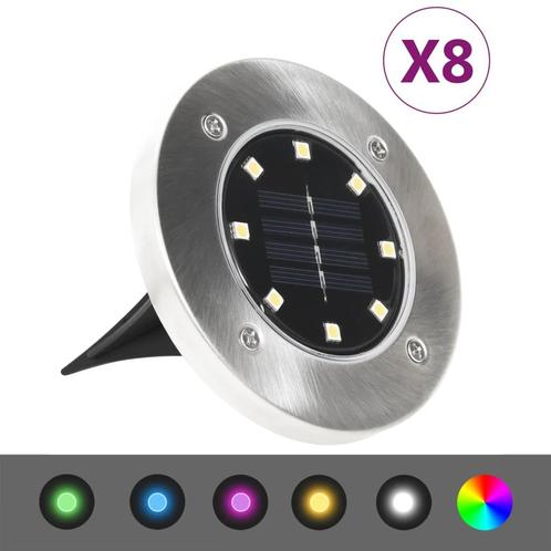 vidaXL Grondlampen 8 st solar LED RGB-kleur, Tuin en Terras, Buitenverlichting, Nieuw, Verzenden