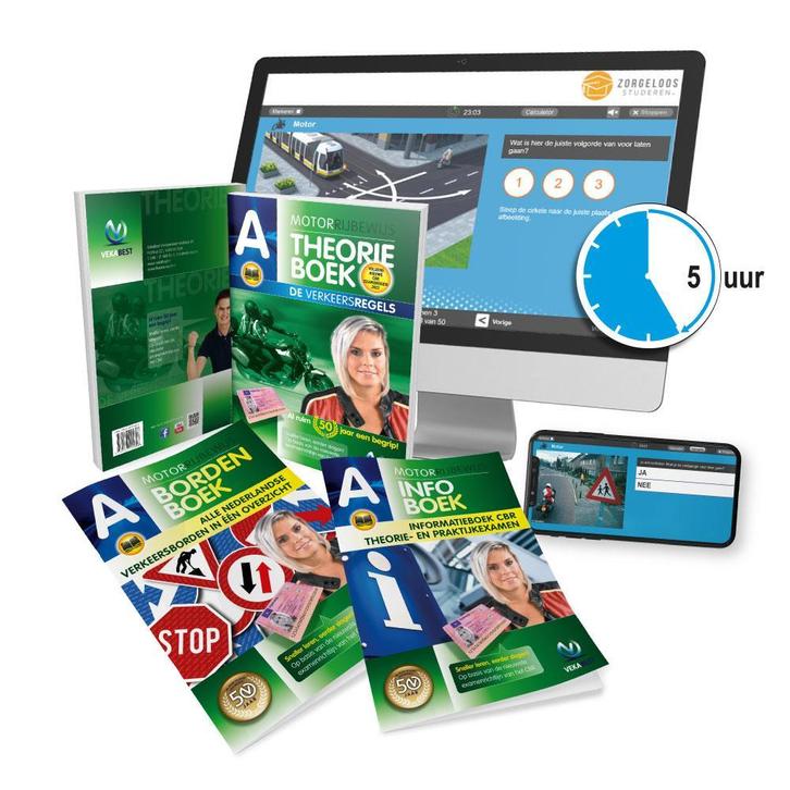 Motor Theorieboek 2023 met 5 Uur Examens Oefenen, Boeken, Studieboeken en Cursussen, Nieuw, Overige niveaus, Verzenden