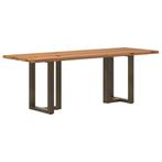 vidaXL Eettafel met natuurlijke rand 220x80x74 cm massief, Huis en Inrichting, Tafels | Eettafels, Verzenden, Nieuw