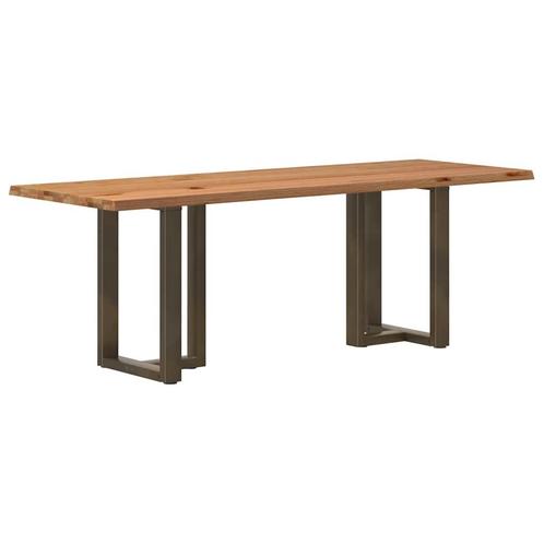 vidaXL Eettafel met natuurlijke rand 220x80x74 cm massief, Huis en Inrichting, Tafels | Eettafels, Nieuw, Verzenden
