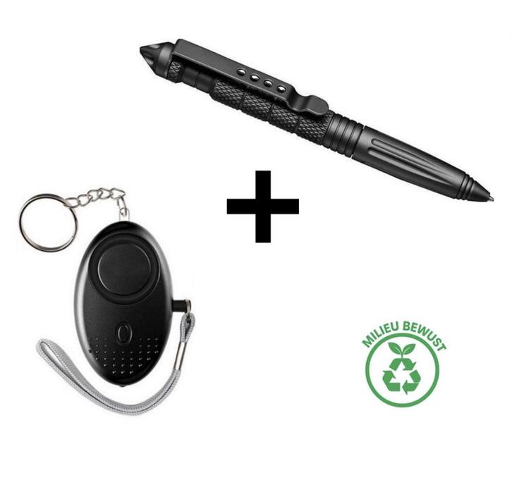 Zelfverdediging Set Persoonlijk Alarm 130dB + tactische pen, Doe-het-zelf en Verbouw, Alarmsystemen, Sirene, Nieuw, Draadloos
