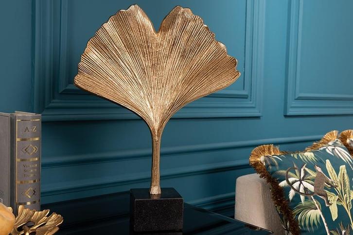Decoratief beeld GINKGO LEAF 44cm goud handgemaakt metaal, Huis en Inrichting, Woonaccessoires | Overige, Ophalen of Verzenden
