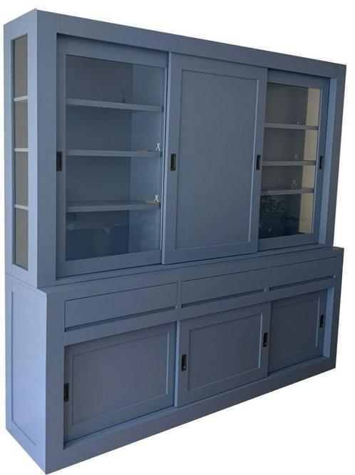 Buffetkast blauw - blauw Schagen 240cm dichte middendeur, Huis en Inrichting, Kasten | Buffetkasten, Ophalen of Verzenden