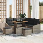 vidaXL 8-delige Tuinbankenset met kussens poly rattan acacia, Verzenden, Nieuw, Rotan