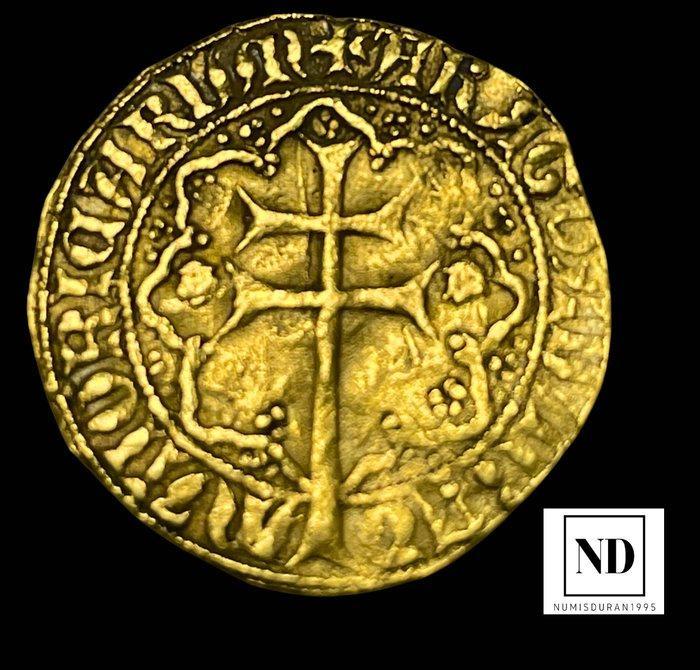 Koninkrijk Mallorca, Koninkrijk Spanje. Pere III. 1/2 Real, Postzegels en Munten, Munten | Europa | Niet-Euromunten