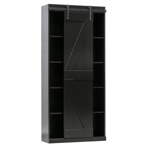 SALE: -40% WOOOD Wandkast Harris Zwart Overige Materialen, Huis en Inrichting, Kasten | Wandmeubels, 75 cm of meer, Nieuw, Overige materialen