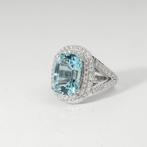 Verlovingsring - 18 karaat Witgoud - 5.24ct. tw. Aquamarijn