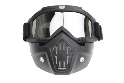Black goggle mask - zilver reflectie lens | helm masker, Motoren, Kleding | Motorkleding, Nieuw met kaartje, Verzenden