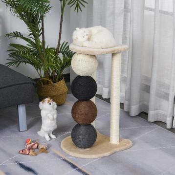 Krabpaal - Happy Cats - Met platform - Sisalballen - Grijs beschikbaar voor biedingen