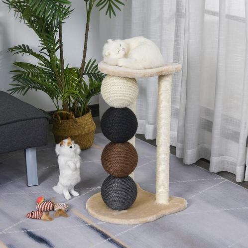 Krabpaal - Happy Cats - Met platform - Sisalballen - Grijs, Dieren en Toebehoren, Katten-accessoires, Nieuw, Ophalen of Verzenden