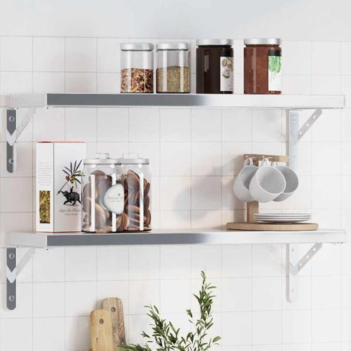 vidaXL Plankdragers 4 st 23,5x2,5x15,5 cm roestvrijstaal, Huis en Inrichting, Woonaccessoires | Wandplanken en Boekenplanken, Nieuw
