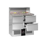 GGM Gastro | Saladette PREMIUM - 903mm - 4 laden - met RVS |, Verzenden