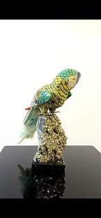 collectie XXL - Amas pyriet met een in chrysocolla, kwarts,, Verzamelen, Mineralen en Fossielen