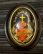 Schilderij met heilig hart Jezus - Antiek - hout glas en, Antiek en Kunst
