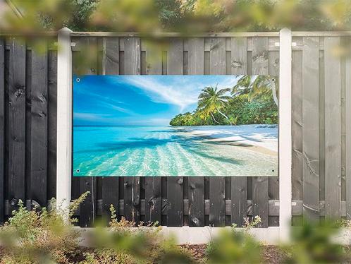NR 1218: Tuinposter Tropisch strand 90x180cm, Tuin en Terras, Tuinwanddecoratie, Nieuw