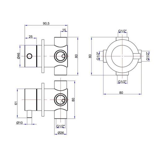 3-Weg Omstel Ore Inbouw 1/2 Inch Rvs, Doe-het-zelf en Verbouw, Sanitair, Ophalen of Verzenden