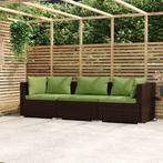 vidaXL Bank 3-zits met kussens poly rattan bruin, Tuin en Terras, Tuinsets en Loungesets, Verzenden, Nieuw, Rotan